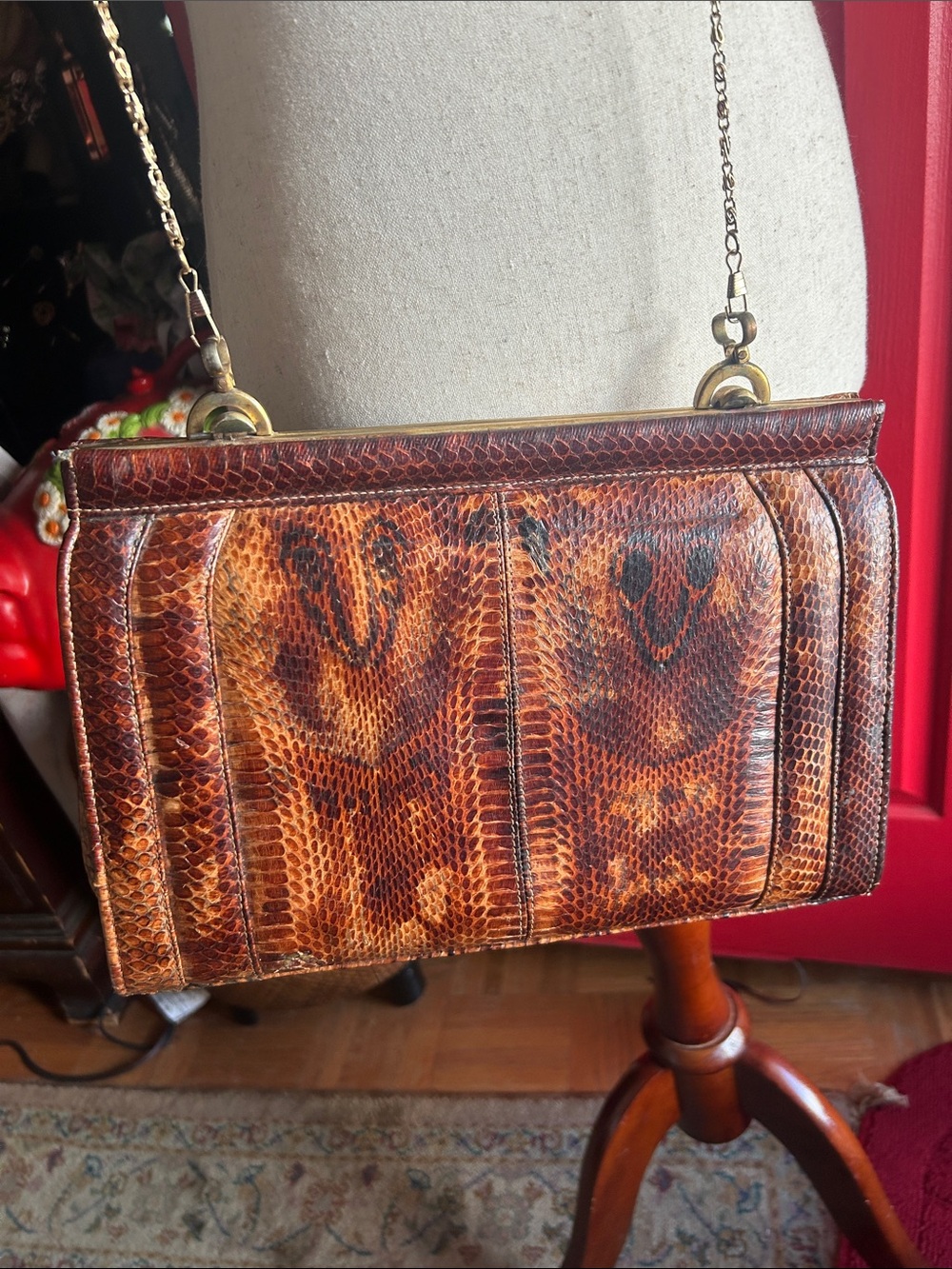 Vintage Genuine Cobra Snakeskin Crossbody Bag - Picture 7 of 16
